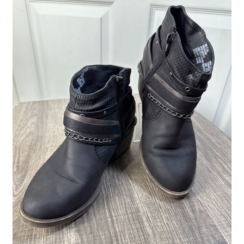 Kohls RedBud Ankle Boot Womens 6 Medium Black Faux Leather Biker Rock Goth Rebel